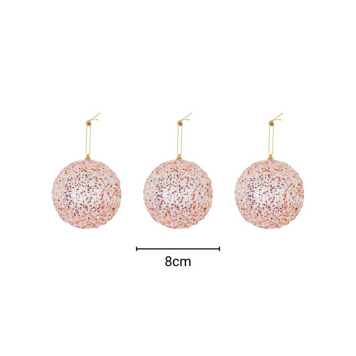 Housevitamin bv – wholesale Ornament set – Xmas Hangers- Xmas Balls- Foam-Pink Glitter -S3- 8cm