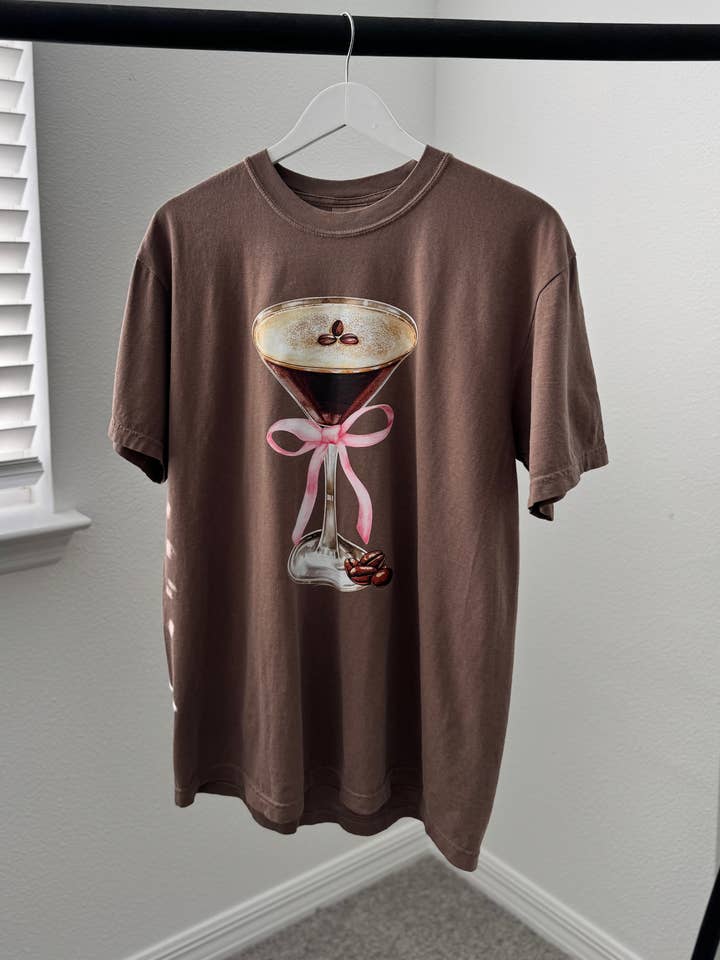 Espresso Martini Bow Graphic Tee for wholesale by MAE MAE