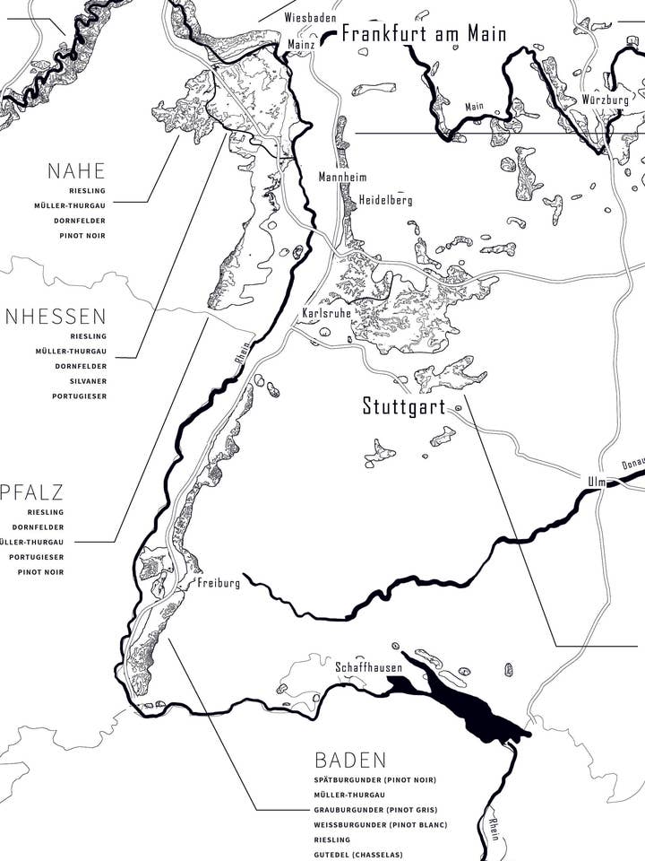Germany wine map for wholesale by Brushery