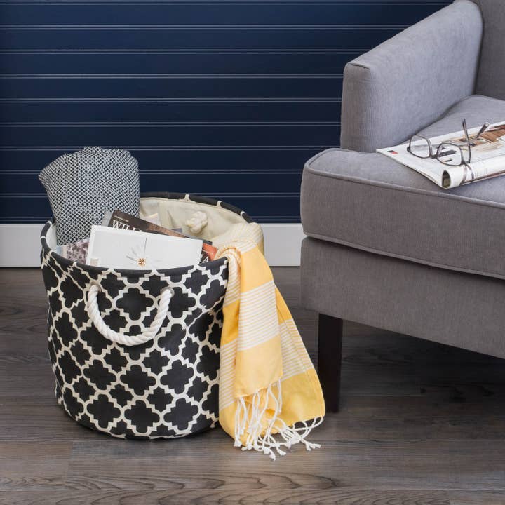 Welcome Home Unbeatable Deals - Wholesale Storage Bin - Polyester Bin Lattice Black Rectangle Large 17.5 x 12 x 153