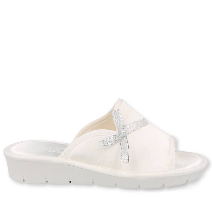 WHITE Italian satin and memory slipper Axa Shoes sposa_21250 for wholesale on Faire