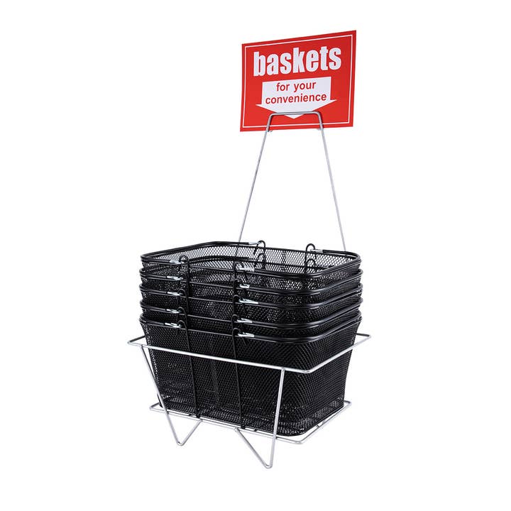 Store Supply Warehouse - Wholesale Shopping Cart - Black Metal Shopping Basket Set - 12 Baskets2