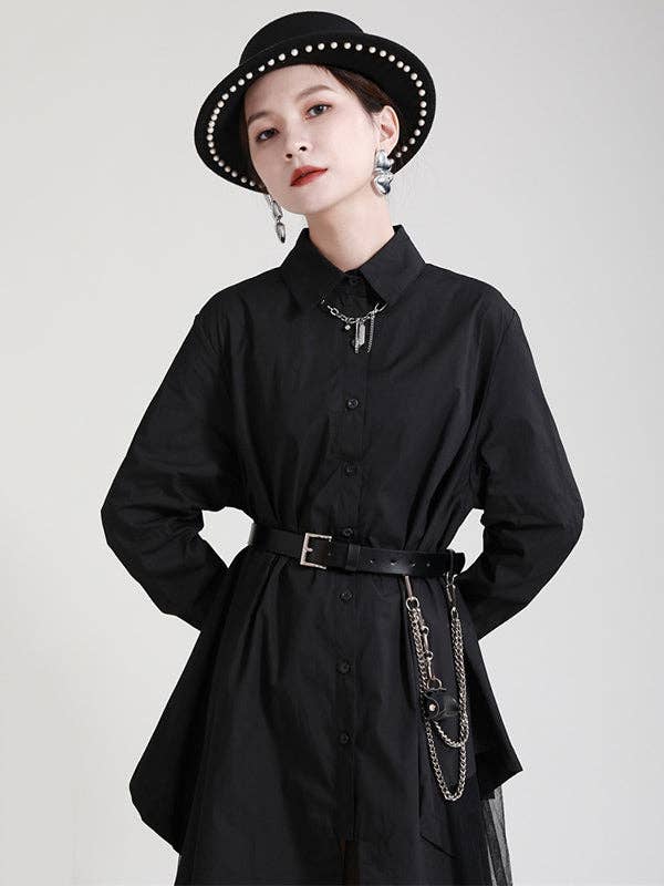 UZ Wholesale Store - Wholesale Dress - Women's - Urban Loose Split-Joint Lapel Long Sleeves Midi Dress12
