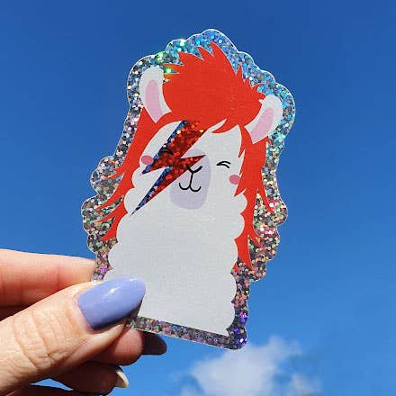 Studio Inktvis - Wholesale Sticker - Glitter sticker David Bowie Ziggy Stardust llama1