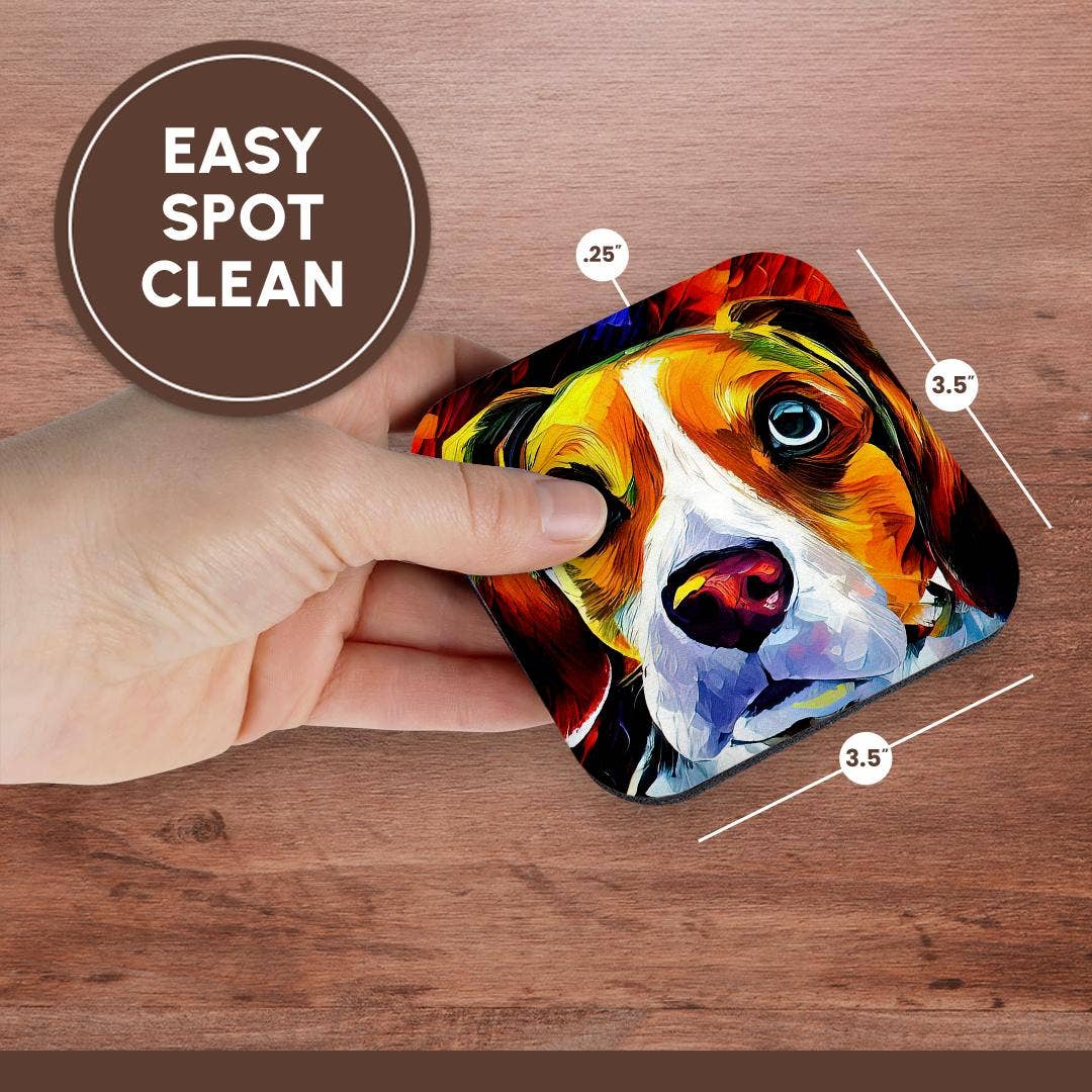 3dRose – Großhandel Untersetzer – 3dRose, Gesichtsporträt eines liebenswerten Beagle-Hundes. Familienfreundliches Geschenk oder Glücksbringer, Untersetzer.13