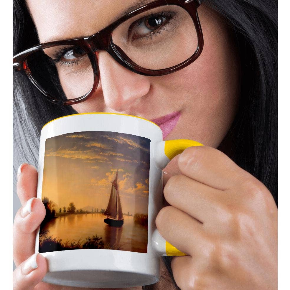 3dRose - Wholesale Coffee Mug - 3dRose, Sunset on the Sacramento River Sail Boat Art by Fortunato Arriola , Mug1