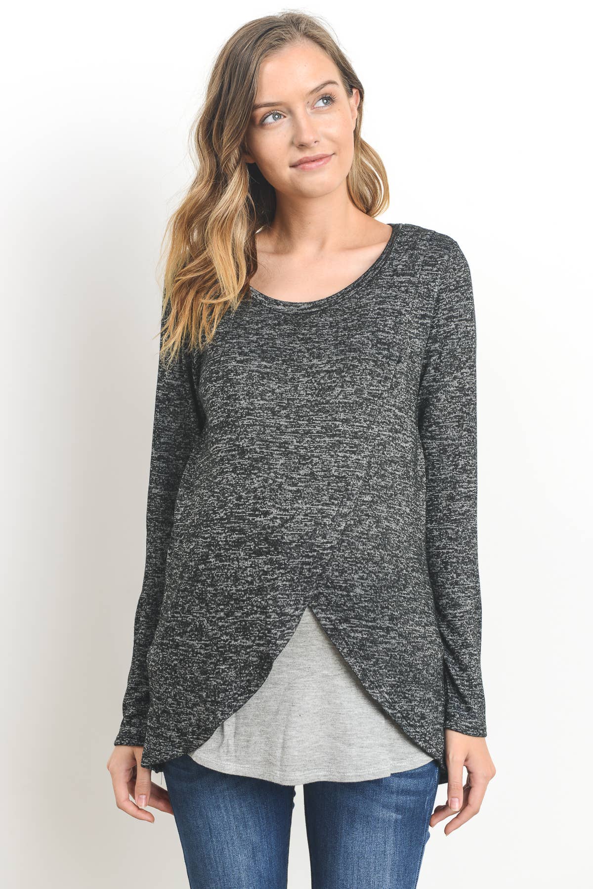 Hello Miz - Venta al por mayor Camiseta de lactancia - Top de maternidad y lactancia de manga larga bajo tulipán25