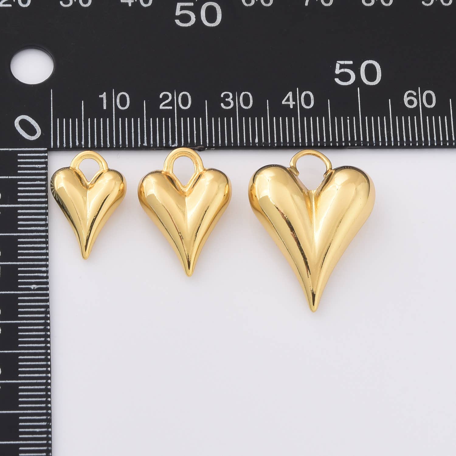 Beads Creation - Wholesale Individual Charm/Pendant - Puffy Heart Charms in Gold Filled and Shiny Silver, CP20264