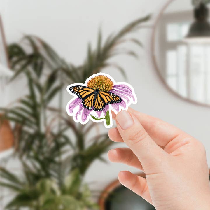 Autocollant Papillon Monarque | Décalcomanie Fleur Cône pour la vente par Emilie Taylor