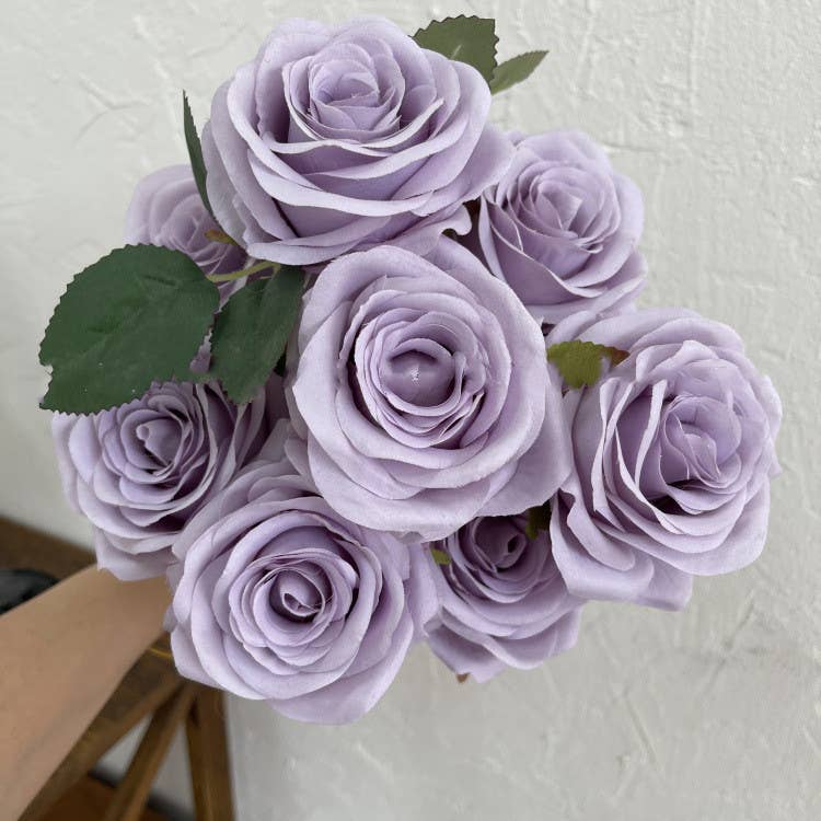 Sweet Home Deco – wholesale Konstgjorda blommor – 16"T sidenrosblommbunke, 9 huvuden, flerfärgade12