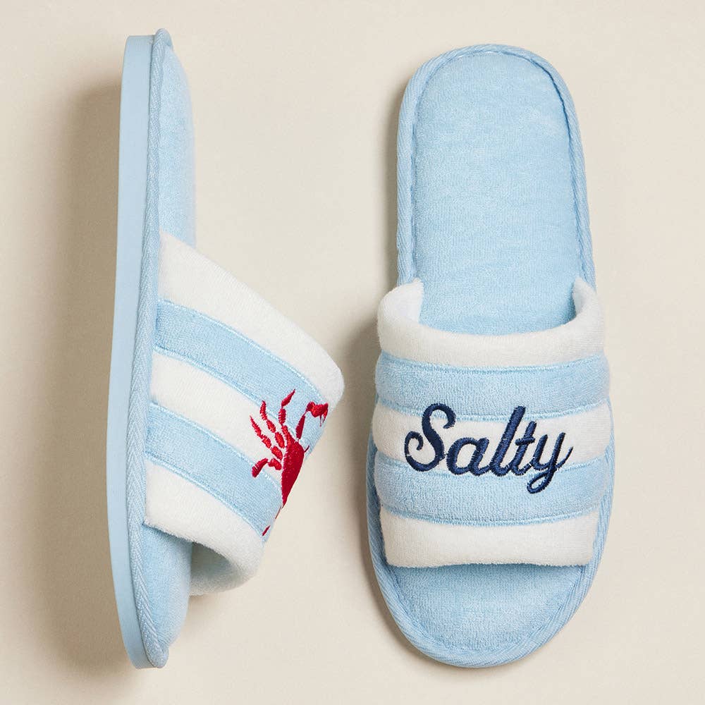 Sensibling Corp. – wholesale Tofflor - Dam – 6 par krabbiga salta broderade randiga inomhustofflor2