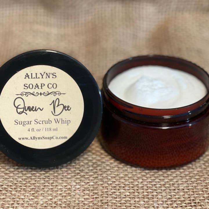 Queen Bee Sugar Scrub Whip for wholesale by Allyn’s Soap Co.