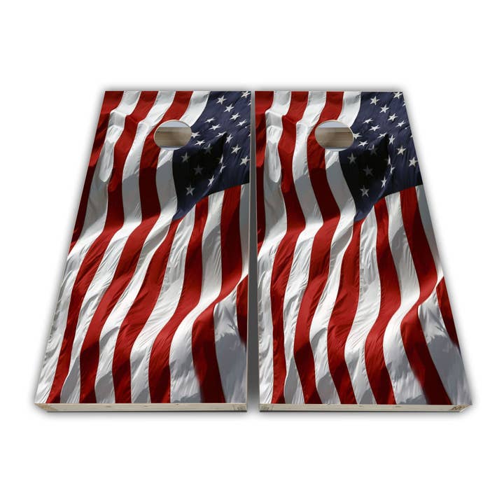 Cloth USA American Flag Cornhole Wraps - Cornhole Wraps - Cornhole Skins - Vinyl Wrap - Laminated Set for wholesale by Cornhole Stop, LLC
