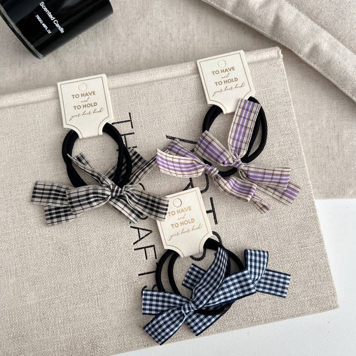 LoveLina - Wholesale Hair Tie - Gingham Bow Hair Ties (GOTE)5