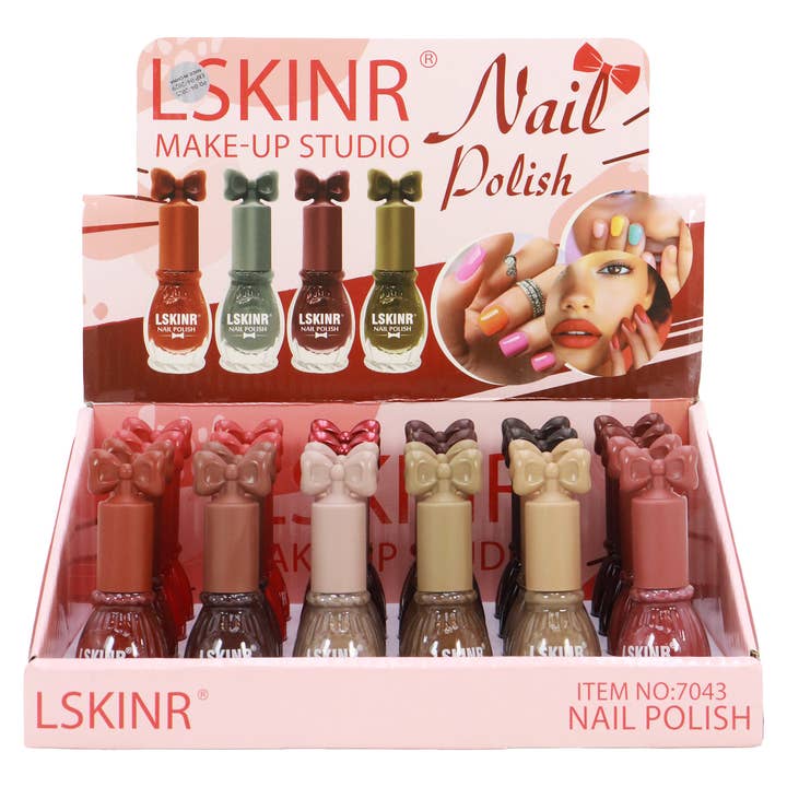 ASSORTED Classic Neutral Bow Glossy Nail Polish - 24 Pcs for wholesale on Faire1