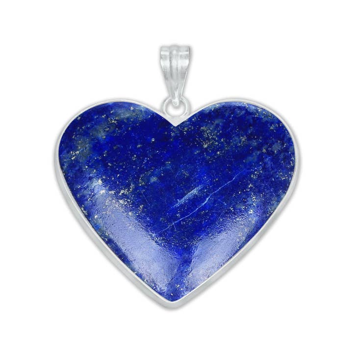 Handmade Jewels - Wholesale Individual charm/pendant - Lapis Lazuli Heart Pendants - Silver Plated, Mixed Sizes, Simple Works8