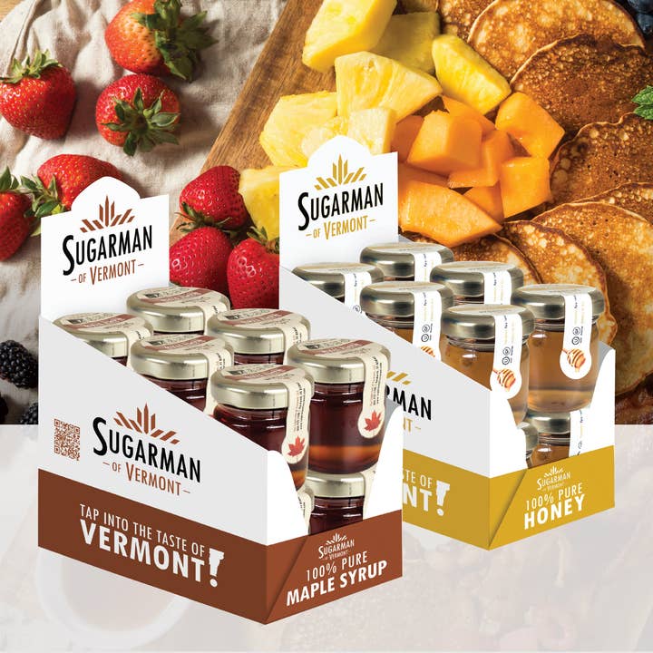 Sugarman of Vermont - Wholesale Honey - Pure Honey Counter Display 12-Packs, 1.25 fl oz (6/case)2