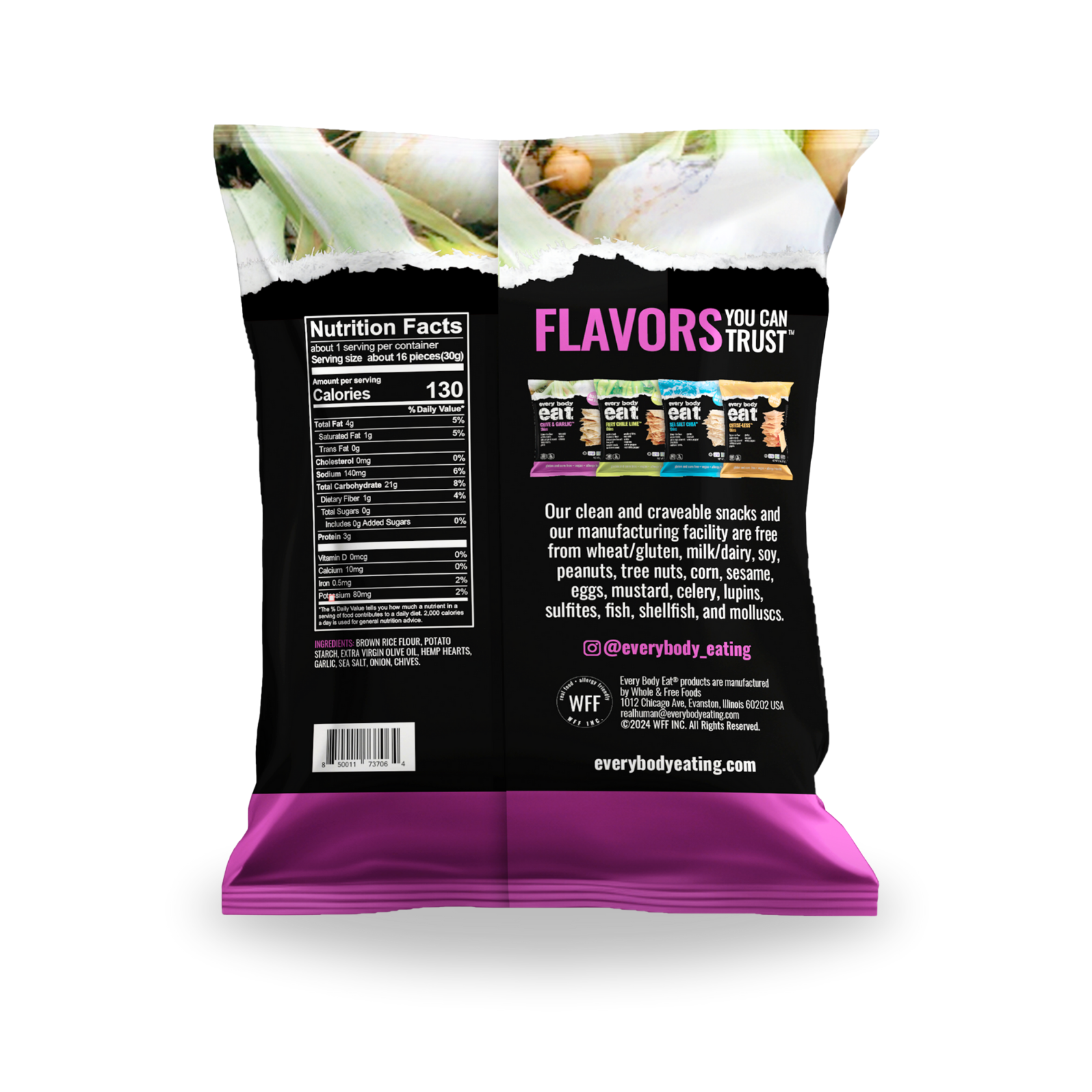 Every Body Eat® - Wholesale Crackers - Chive &amp; Garlic Snack Thins 1.1oz1