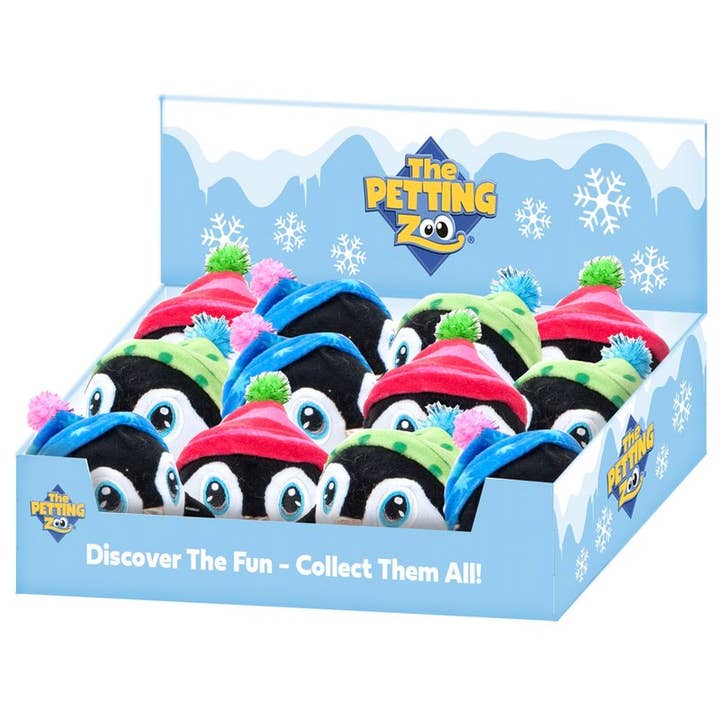 The Petting Zoo - Wholesale Stuffed/Plush Toy - Kids & Baby - Holiday Snowball Penguin Asst with Hat Blue, Green Interactive Toy