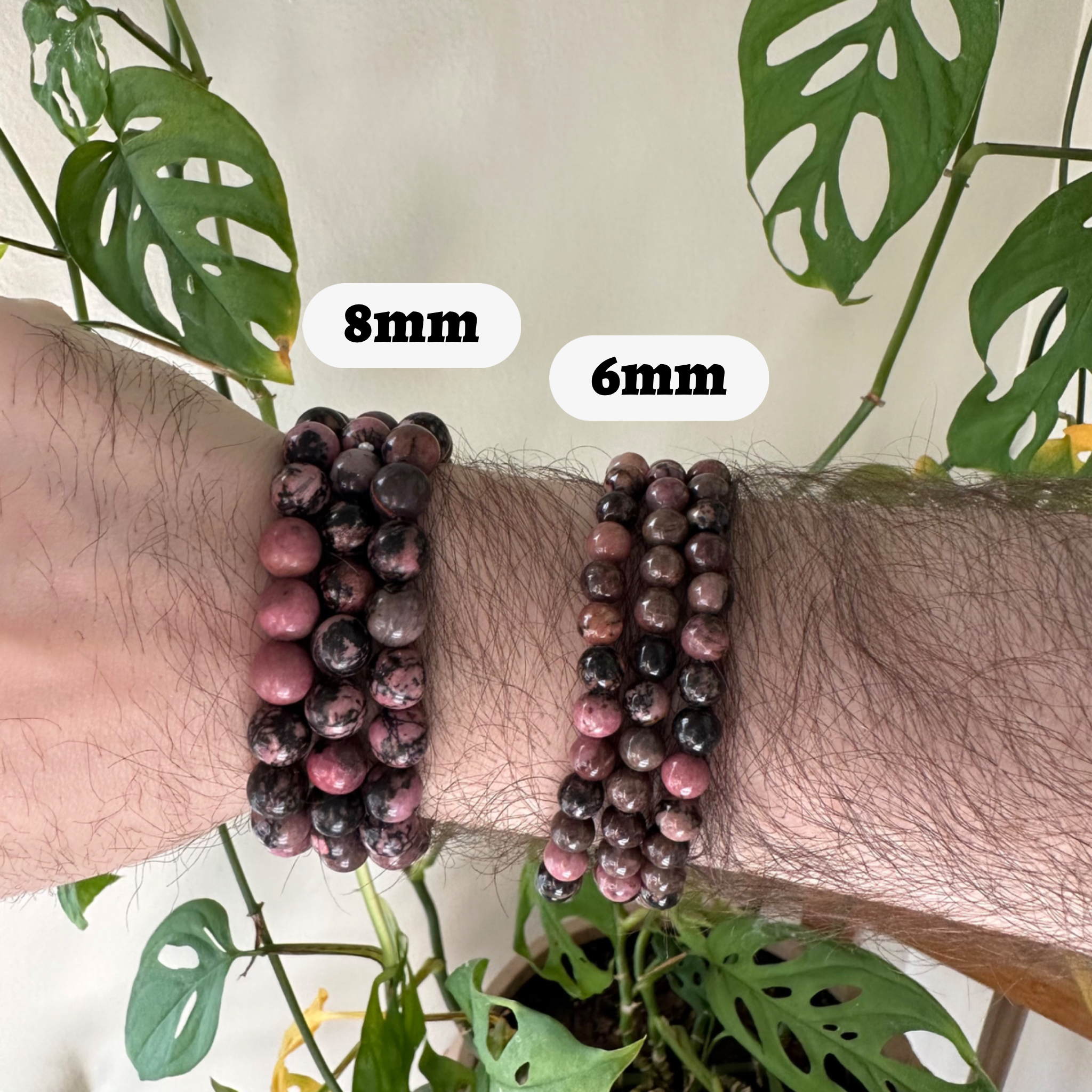 Pebble House - Wholesale Beaded Bracelet - Rhodonite Bracelet 8mm or 6mm - Crystals & Stones0
