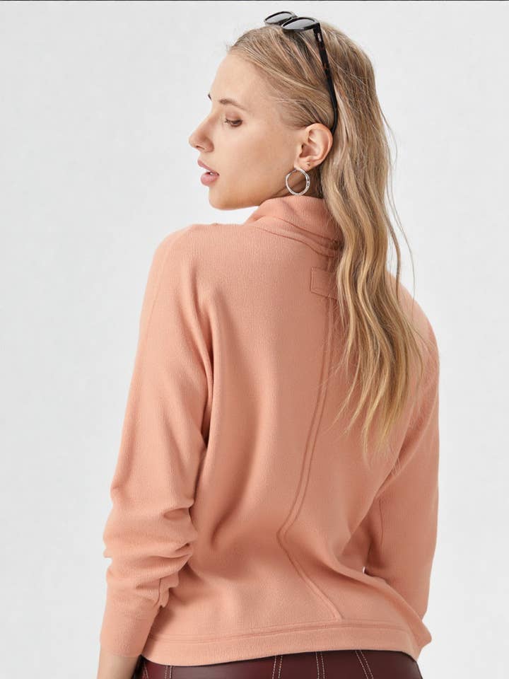 VERY J - Wholesale Tunic - Women's - NT11246-Mock Neck Dolmen Sleeve Oversized Tunic Knit Top