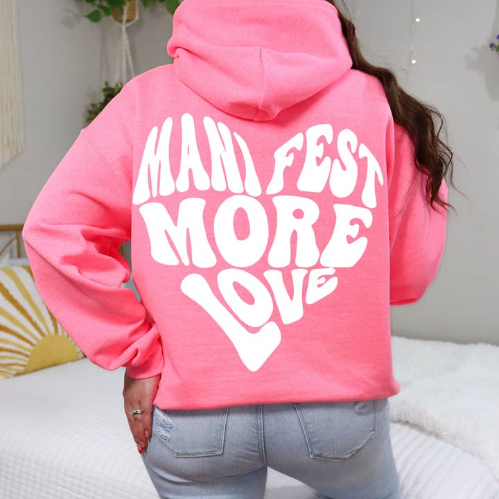 Manifesteer Meer Liefde, Roze Shirt, Oversized Truien, Hoodie voor wholesale door Ash+Co