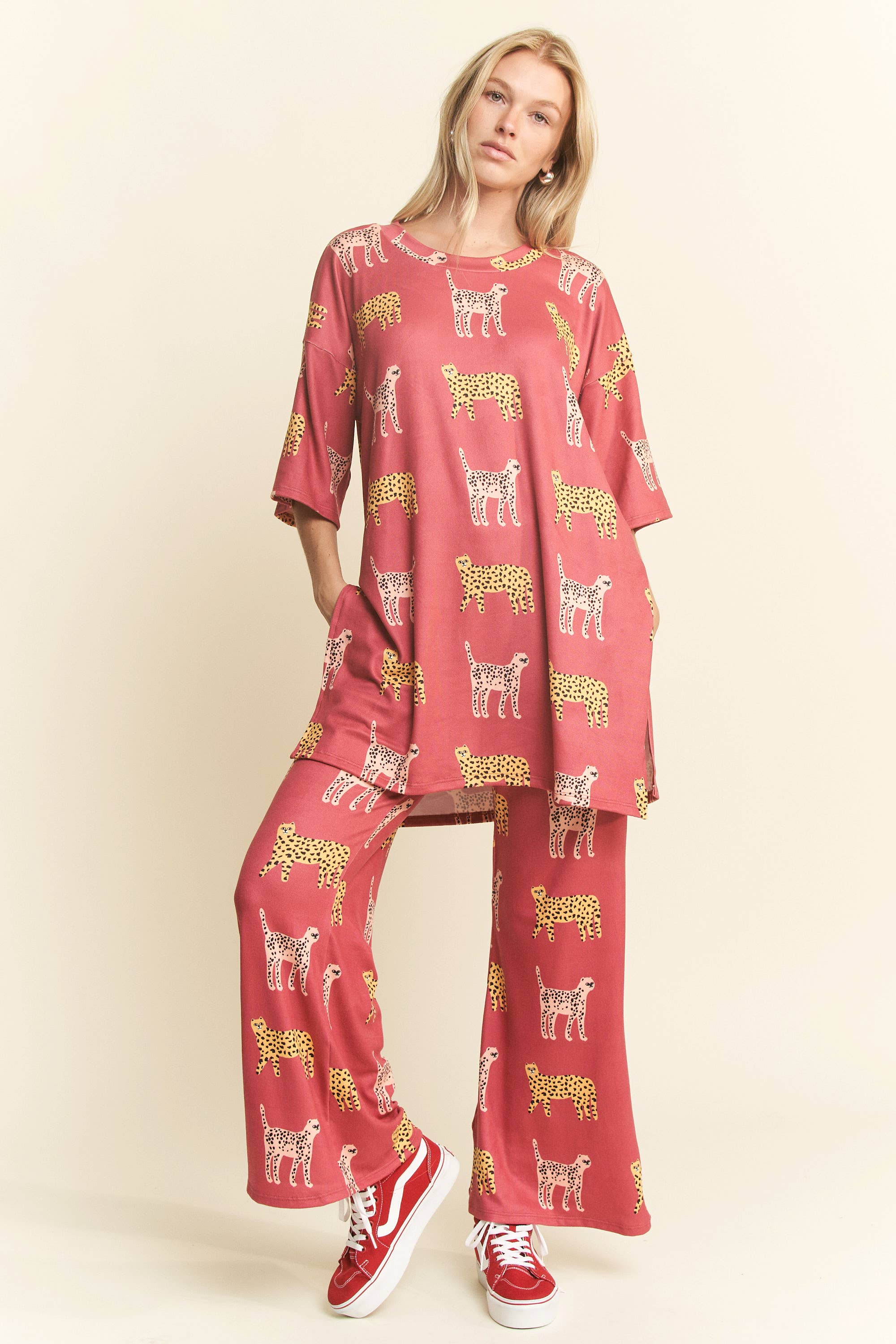 JADE BY JANE - Wholesale Lounge Set - Women's - CHEETAH PRINT TOP-BOTTOM SET0