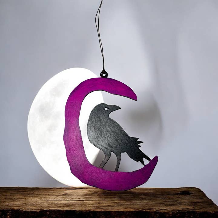 Maanraaf Ornament Hemelse kraai gerecyclede metalen geschenken voor wholesale door Whimsies