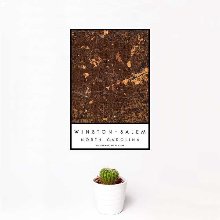 Mapa de Winston-Salem NC Imprimir Ember para venta al por mayor de JACE.design