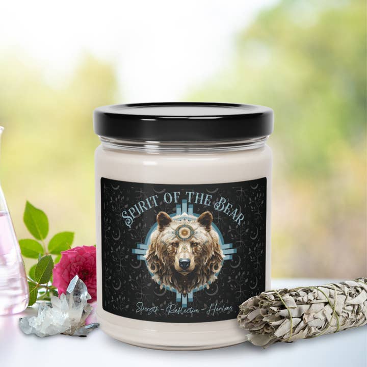 Manifesting Intention Candle with the Spirit of the Bear for wholesale by MIDWESTICA