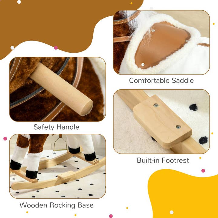 39F Inc. - Wholesale Rocking Horse - Kids - Qaba Rocking Horse with Sound, Ride-on Toy for 3-8 Year Old3