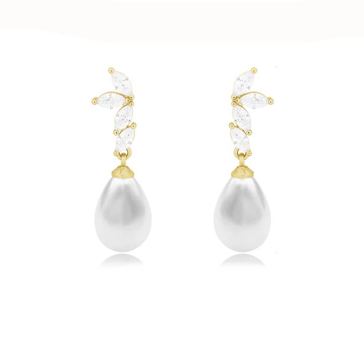 CZ Marquise Pearl Dangle Earrings for wholesale by NY Jewelry House