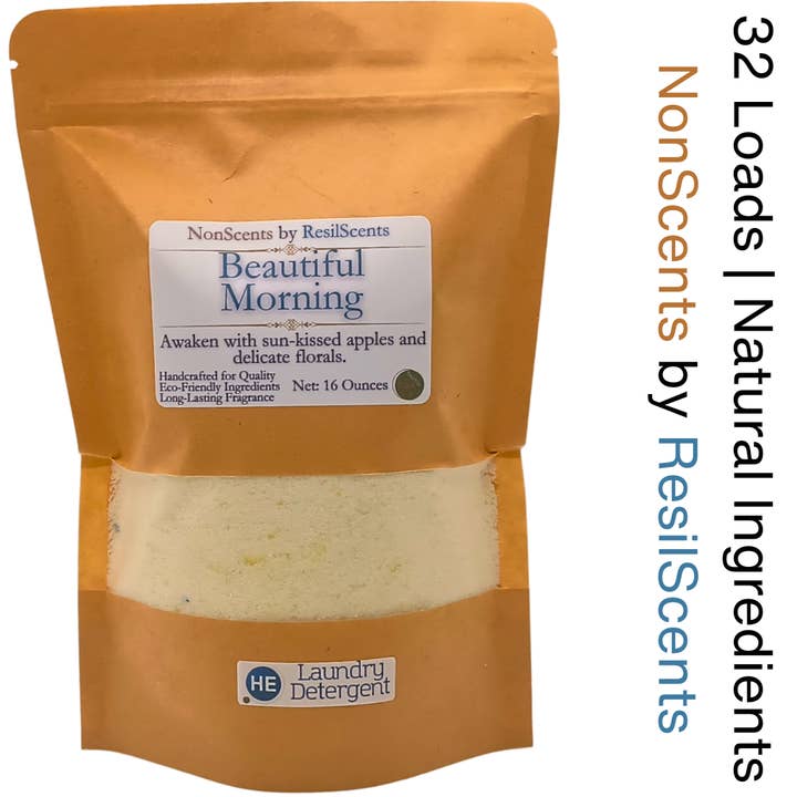 ResilScents WholeSale - Wholesale Laundry detergent powder/pods - Beautiful Morning Laundry Detergent – Eco-Friendly, Refreshing Floral Scent | 16oz Pouch | Valentine’s Day Freshness1