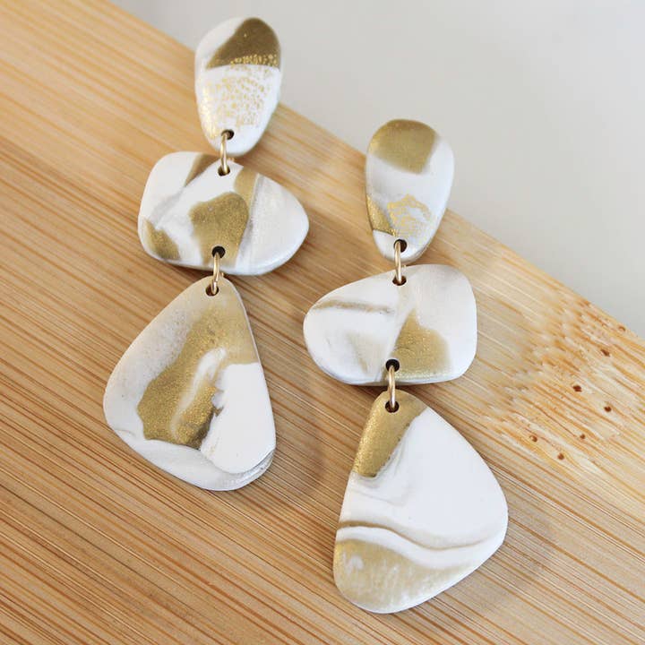 STONES -White, Metallic silver & gold with genuine gold leaf for wholesale by Alma Rosa Jewelry