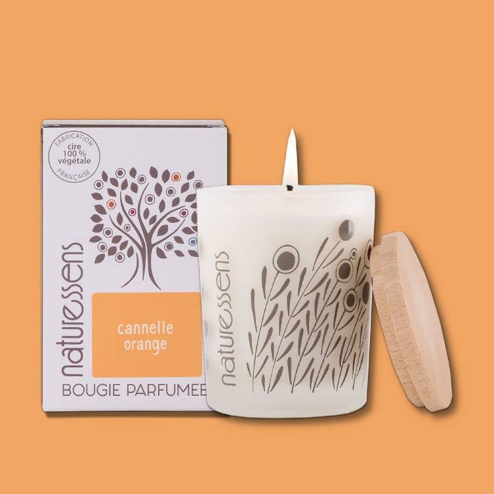Vela perfumada natural, cera vegetal, canela, laranja por atacado de NATURESSENS