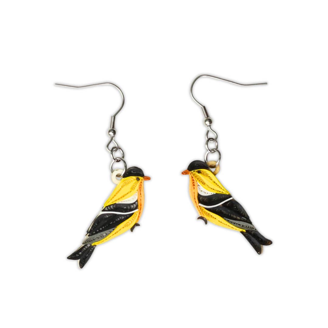 Poppin Cards and Gifts - Wholesale Single Earring - Gold Finch Quilling earring