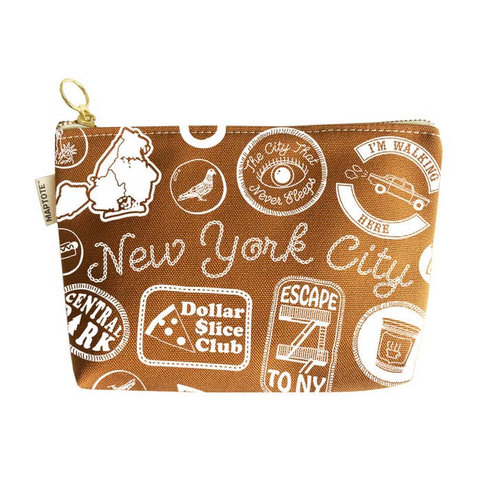 Maptote - Wholesale Pouch - Women's - New York City Pins & Patches Zipped Pouch