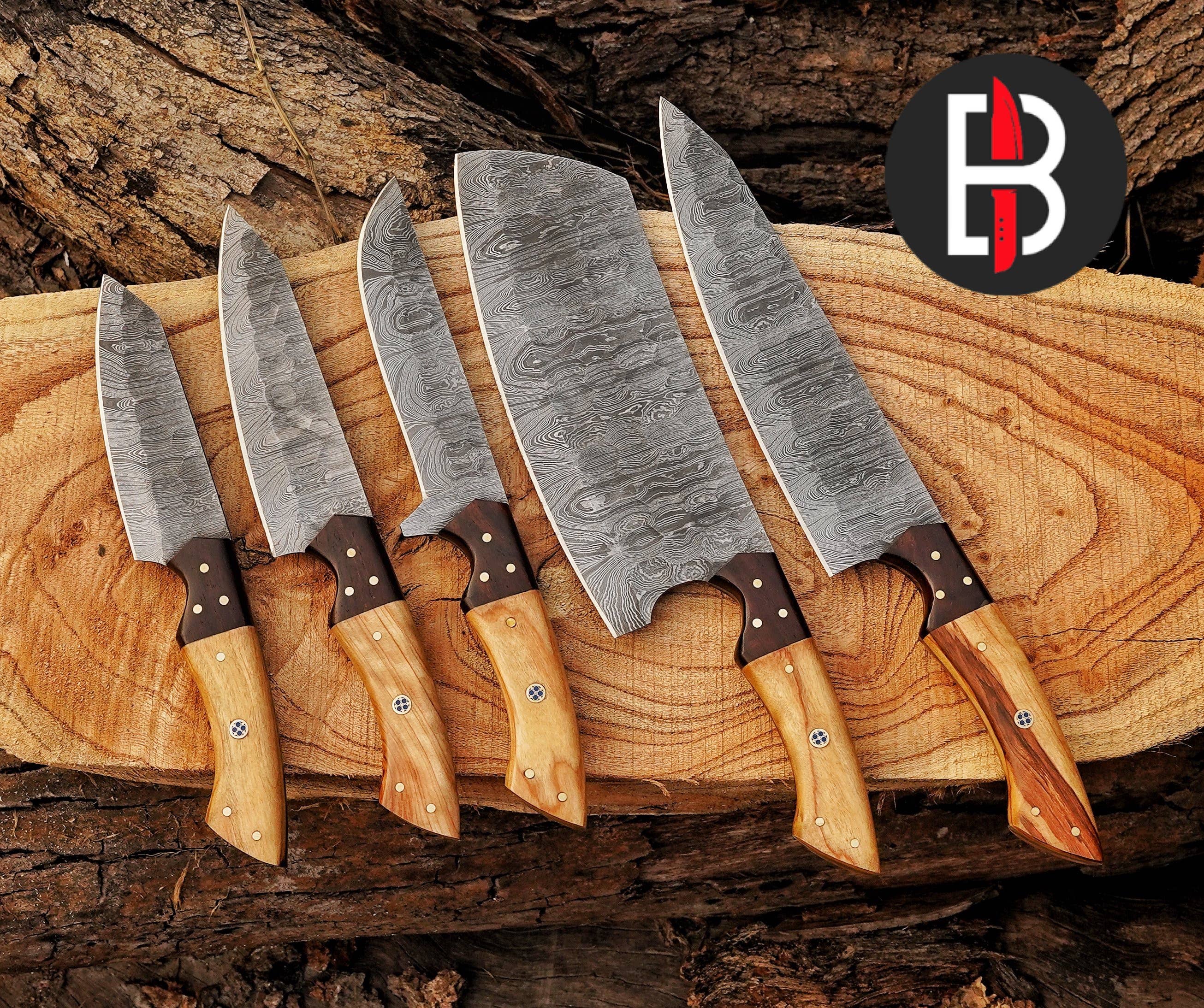 Bravohandicrafts - Wholesale Knife Set - 5 Pcs Damascus Steel Chef Set Handmade BBQ Kitchen Knives2