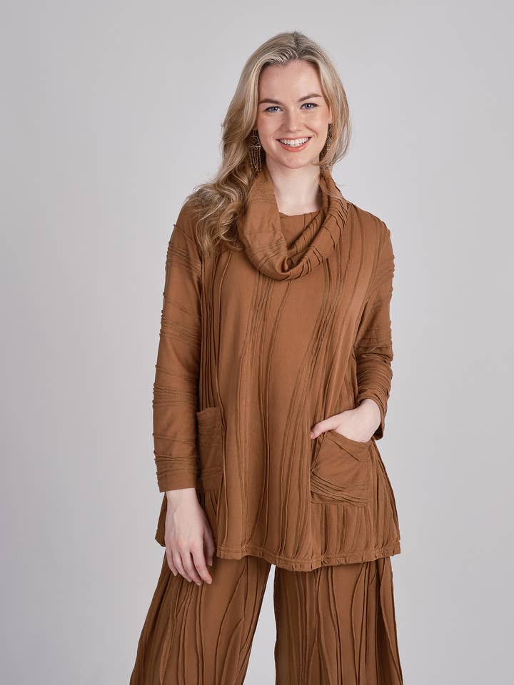 Windhorse Trading Inc - Wholesale Tunic - Women's - Stitched Cowl Neck Tunic. WN253