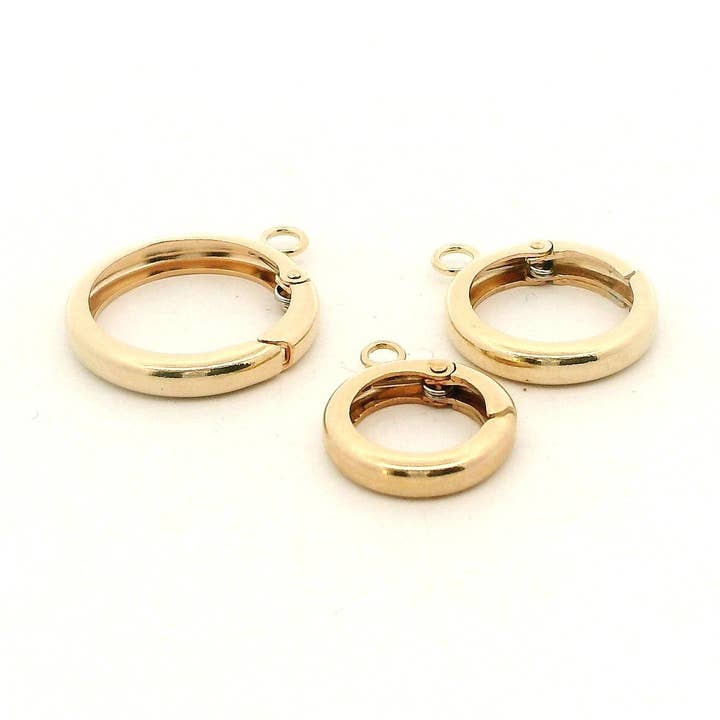 Gold Filled Push Gate Clasp w/ Ring – Finding – 3 Sizes 10mm,12mm,14mm for wholesale by Purity Beads