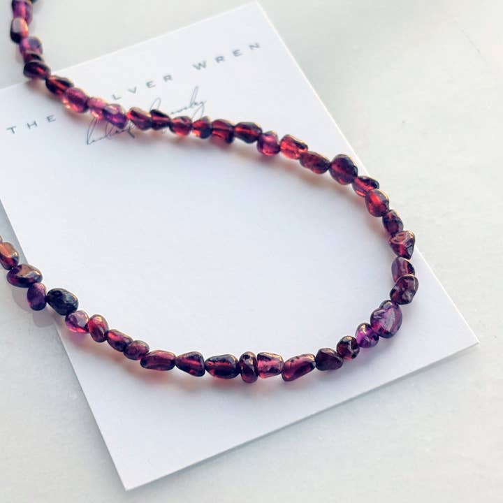 Ingrid Garnet Beaded Necklace for wholesale by The Silver Wren