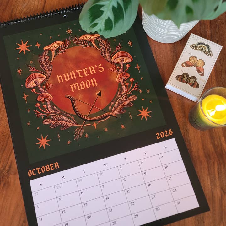Black Moss Studio - Wholesale Calendar - 2026 Full Moon Calendar – Large 11×16.5 12 Month Calendar11
