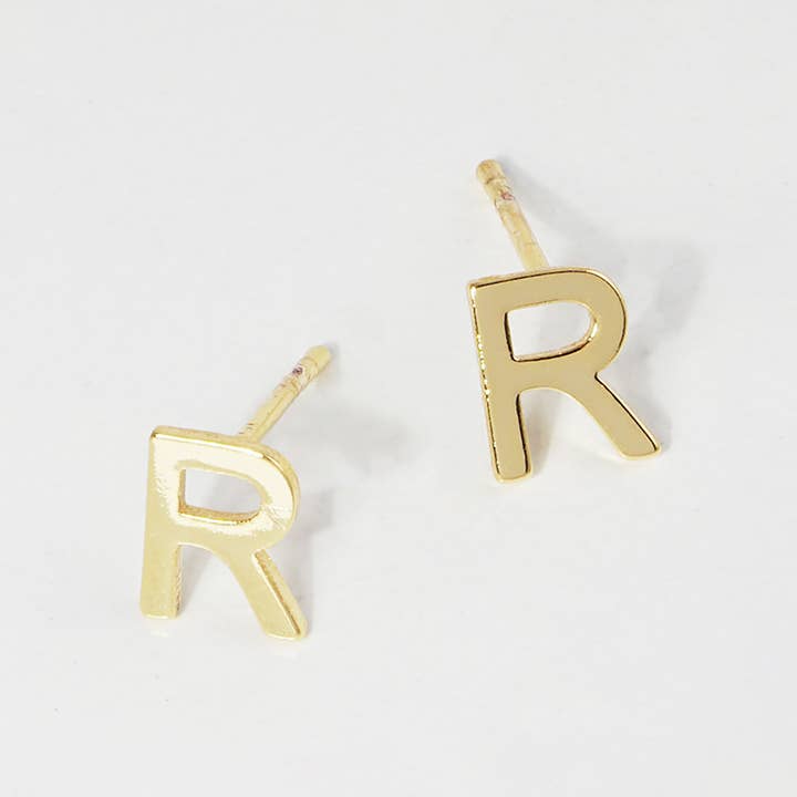Sensibling Corp. - Wholesale Stud/Post Earrings - Gold Dipped Metal Initial Monogram Stud Earrings36