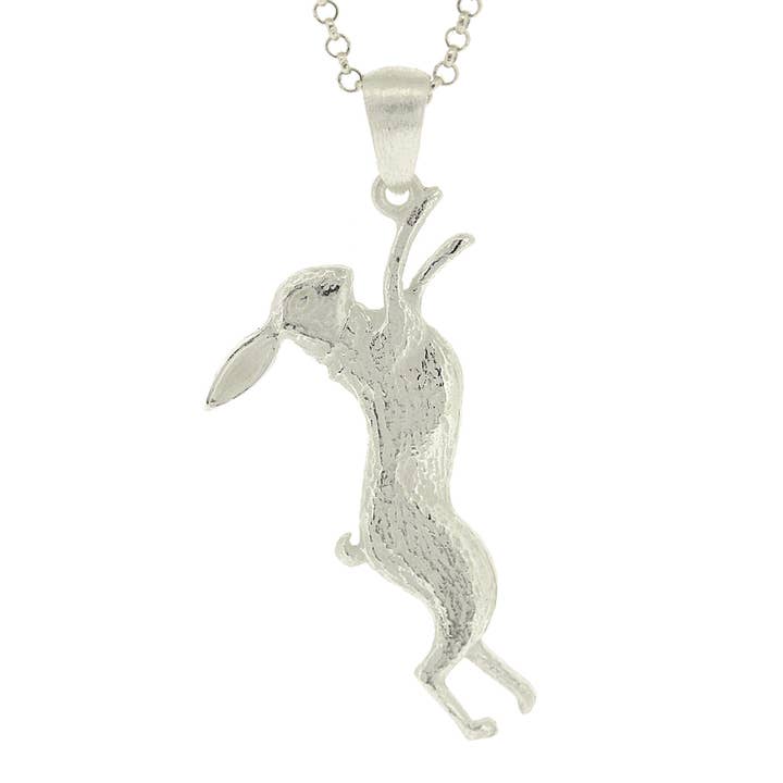 Sterling Silver Boxing Hare Pendant with 18" Trace Chain+Box for wholesale by Nova Silver