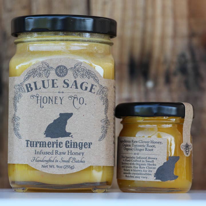 Blue Sage Honey Co. - Wholesale Honey - Turmeric Ginger Infused Raw Honey Organic Turmeric & Ginger