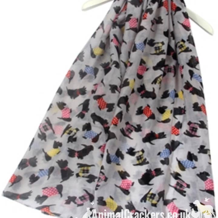 Scottish Terrier print ladies girls Scarf Sarong cotton mix Scottie lover gift for wholesale by Animal Crackers