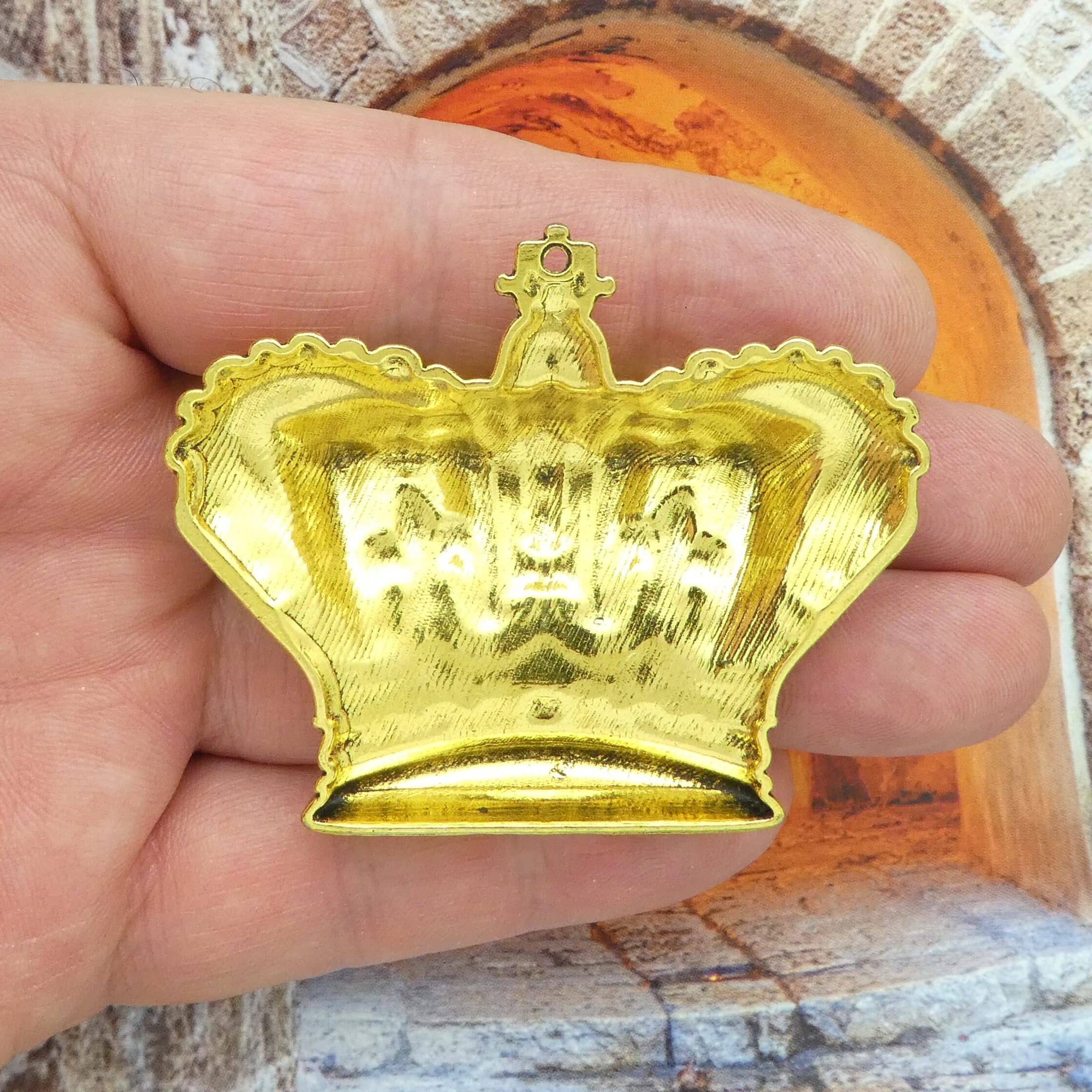 Treasure Island - Wholesale Individual Charm/Pendant - Gold Crown Charm/Pendant for Jewelry Making, Large Pewter1