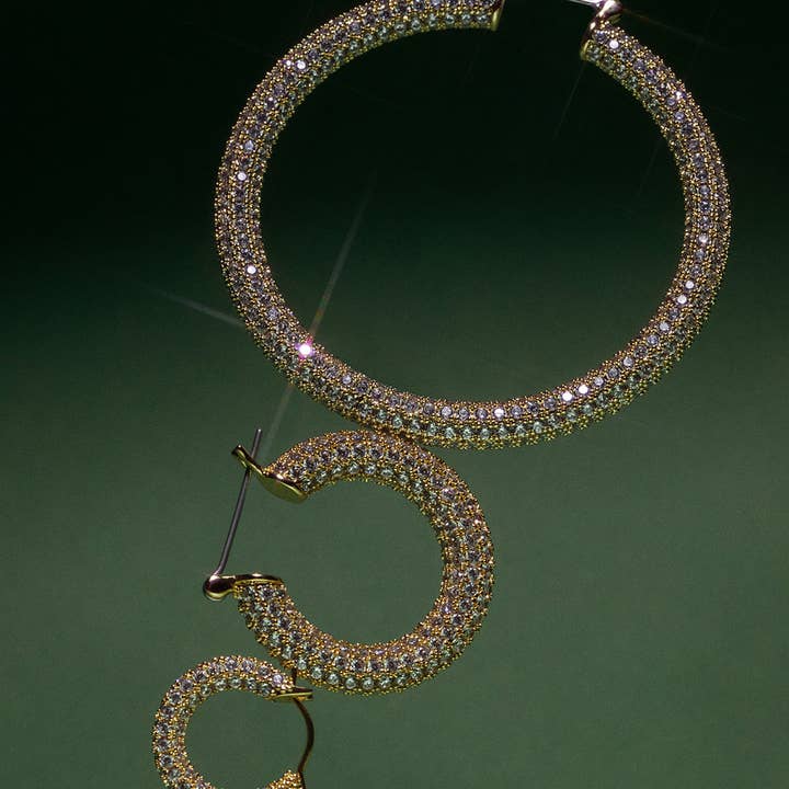 Luv AJ - Wholesale Hoop Earrings - Pave Amalfi Hoops- Gold
