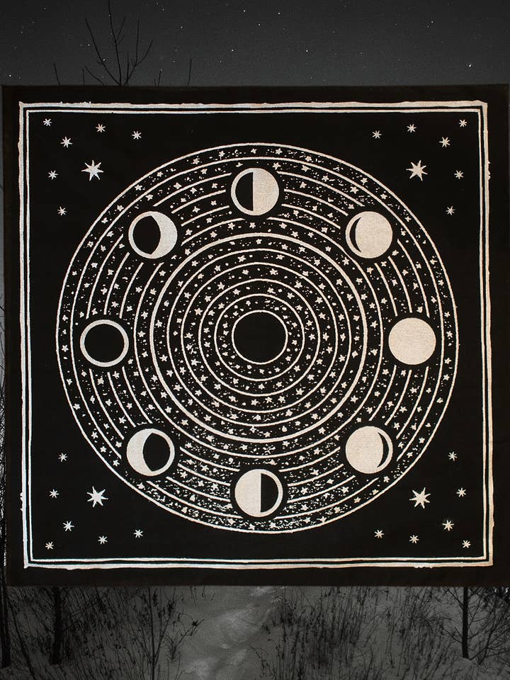 The Somnia Tarot Spread Cloth - "The Moon" - Black or Grey for wholesale by The Somnia Tarot by Nicolas Bruno