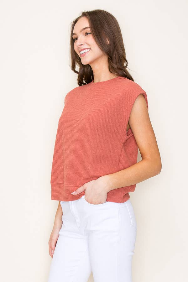 Tres Bien, Inc - Vendita all'ingrosso Top in maglia - Donna - MAGLIETTA MUSCOLARE S/L CON SCOLLO ROTONDO IN MAGLIA NUVOLATA6